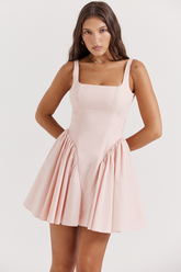 Floriane – Pfirsichfarbenes Minikleid mit Schleife